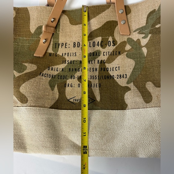 Apolis Market Bag Large Burlap Shoulder Market Bag Leather Handles New Como - Picture 9 of 10